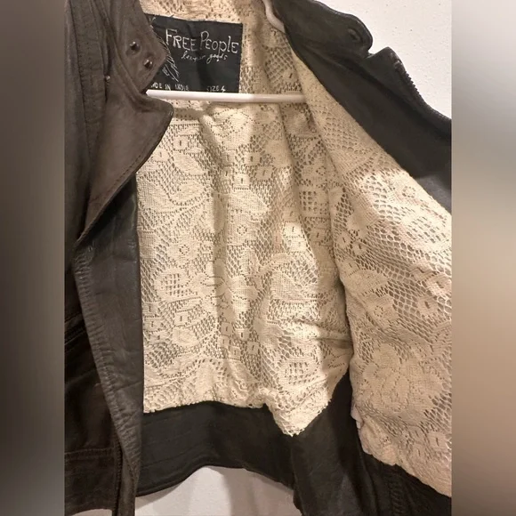 Free People Brown Genuine Leather Jacket - Picture 3 of 5